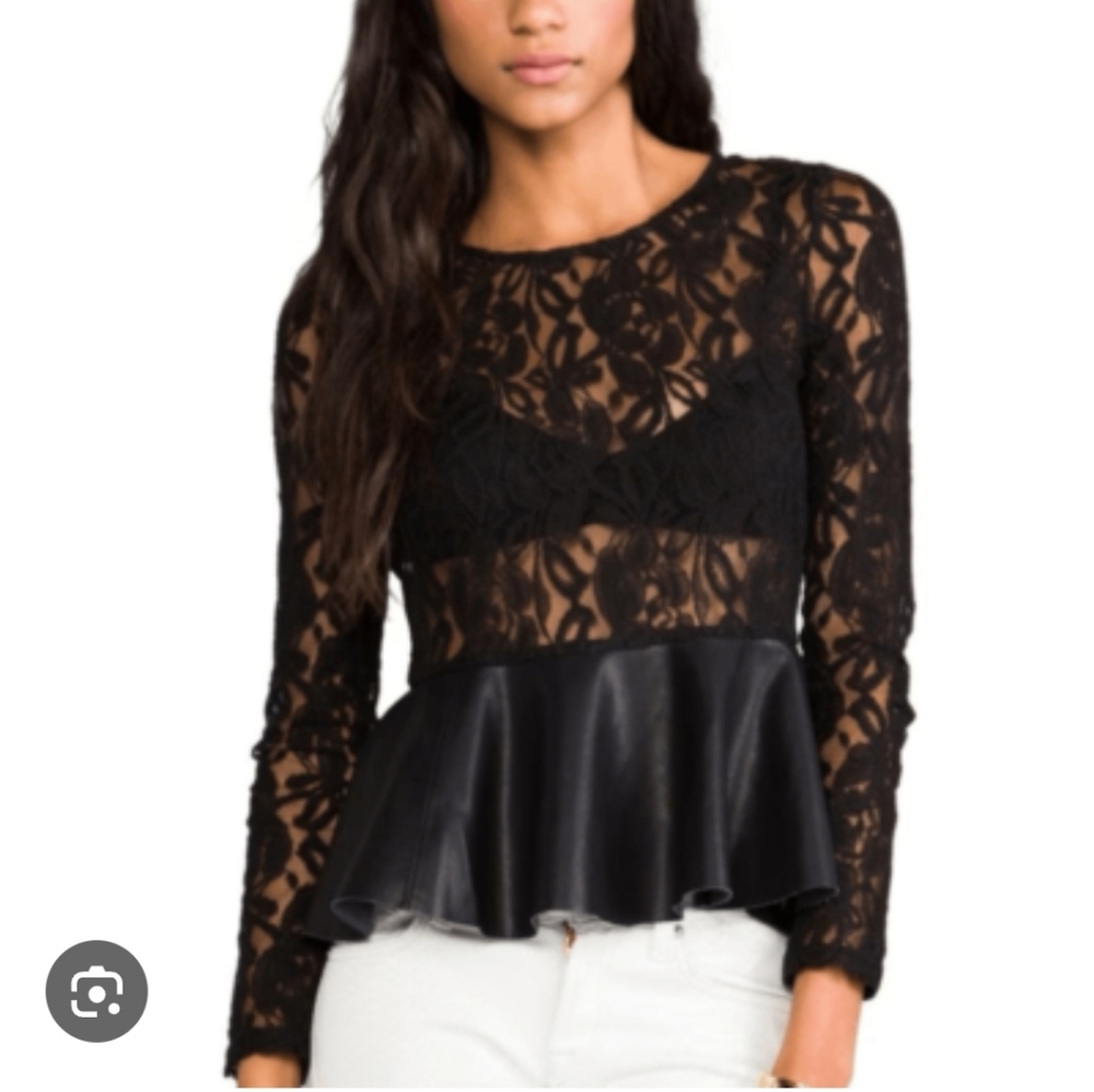 Blaque Label Black Lace Peplum Top